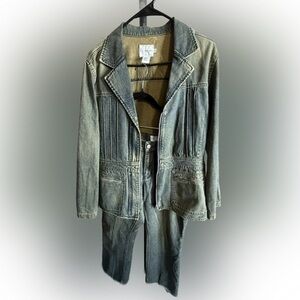 Vintage Calvin Klein Jean Two Piece Set Pintuck Jacket & Jeans. 
Size 14/XL